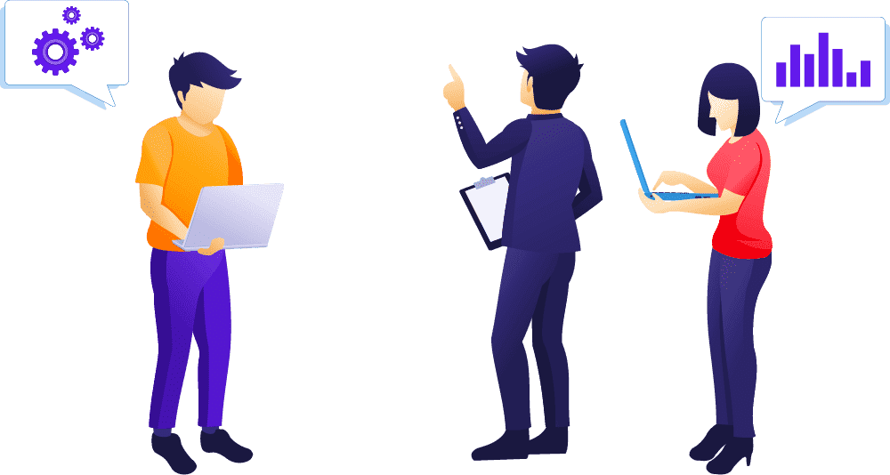 People standing together working on a solution